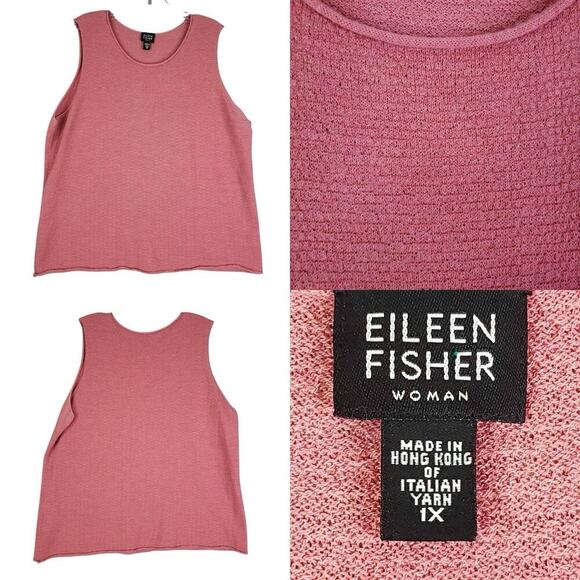 Eileen Fisher Tank Top Wool Knit Sweater Pullover Women’s Plus Size 1X Pink - Picture 1 of 7